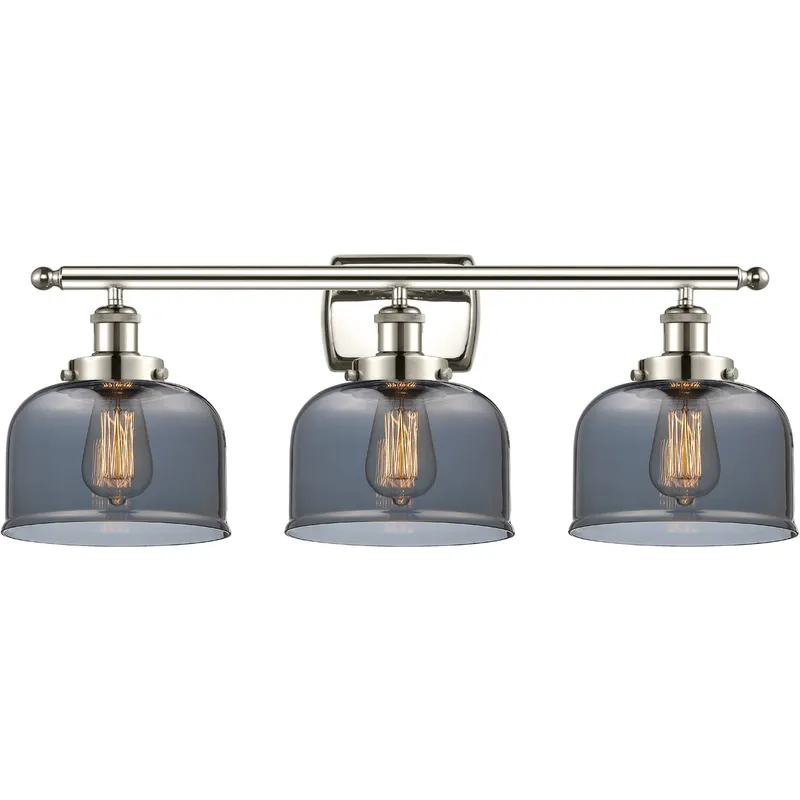 Ballston Large Bell LED 26 inch Polished Nickel Bath Vanity Light Wall Light in Light Smoke Glass