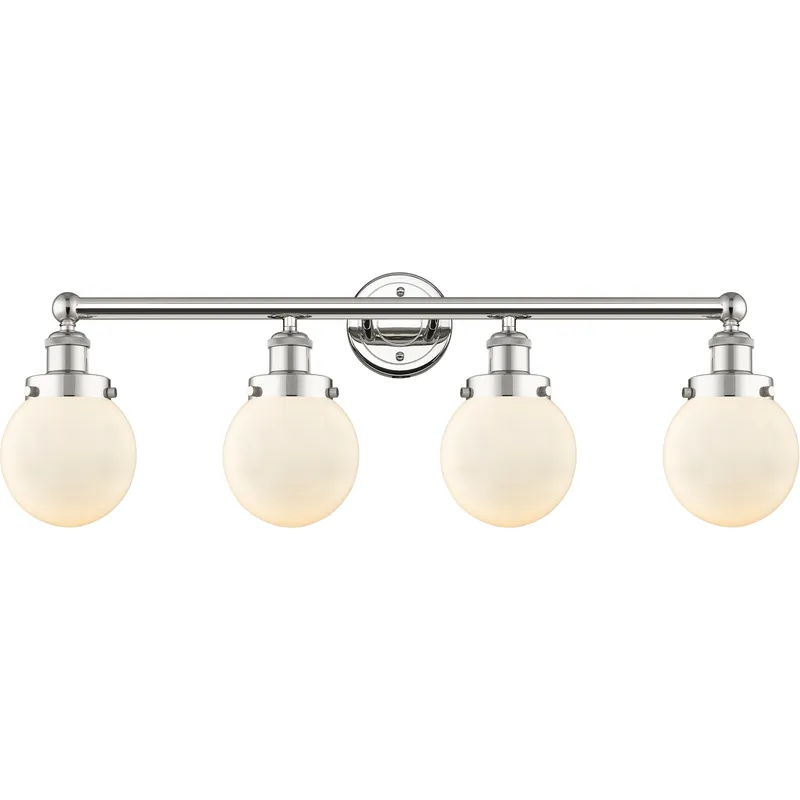 Beacon 4 Light 33.5 inch Polished Nickel Bath Vanity Light Wall Light in Matte White