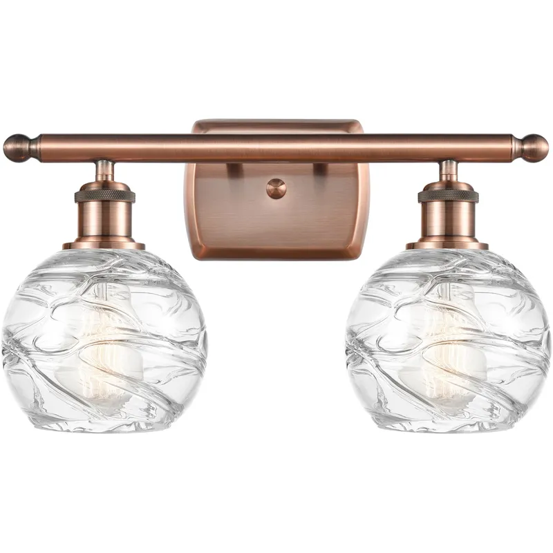 Ballston Small Deco Swirl 2 Light 16 inch Antique Copper Bath Vanity Light Wall Light, Ballston