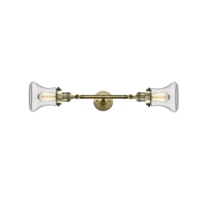 Franklin Restoration Bellmont 2 Light 6 inch Antique Brass Bath Vanity Light Wall Light in Incandescent, Clear Glass, Franklin Restoration