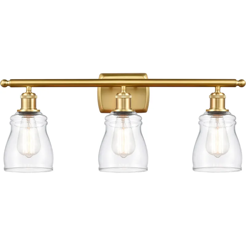 Ballston Ellery LED 26 inch Satin Gold Bath Vanity Light Wall Light in Clear Glass, Ballston