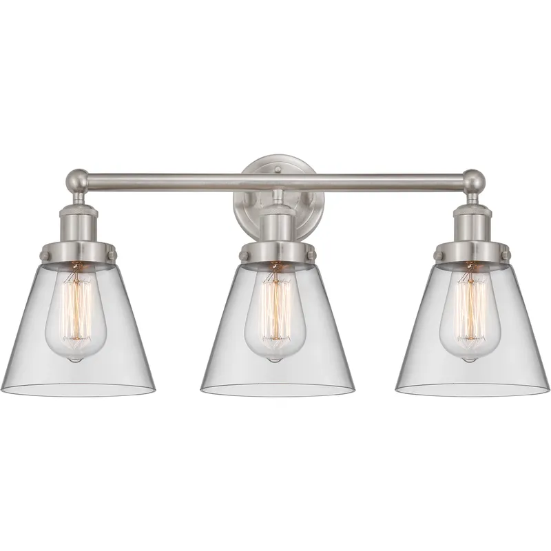 Cone 3 Light 24.5 inch Brushed Satin Nickel Bath Vanity Light Wall Light