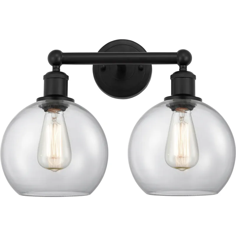 Athens 2 Light 17 inch Matte Black Bath Vanity Light Wall Light in Clear