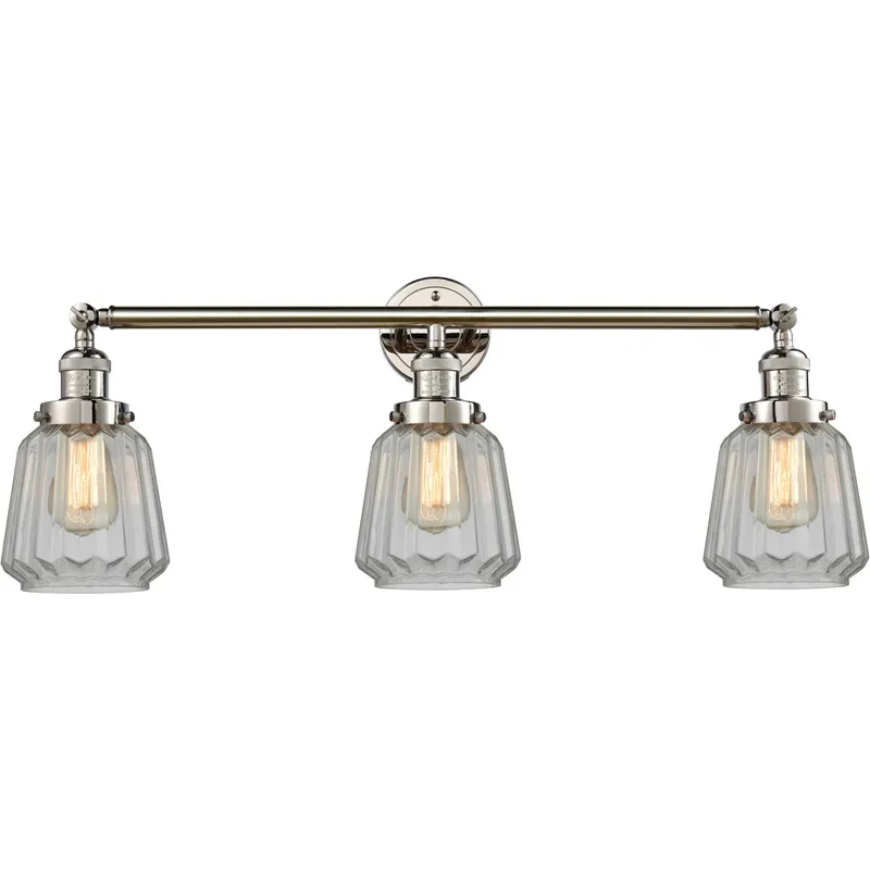 Franklin Restoration Chatham LED 30 inch Polished Nickel Bath Vanity Light Wall Light in Clear Glass, Franklin Restoration