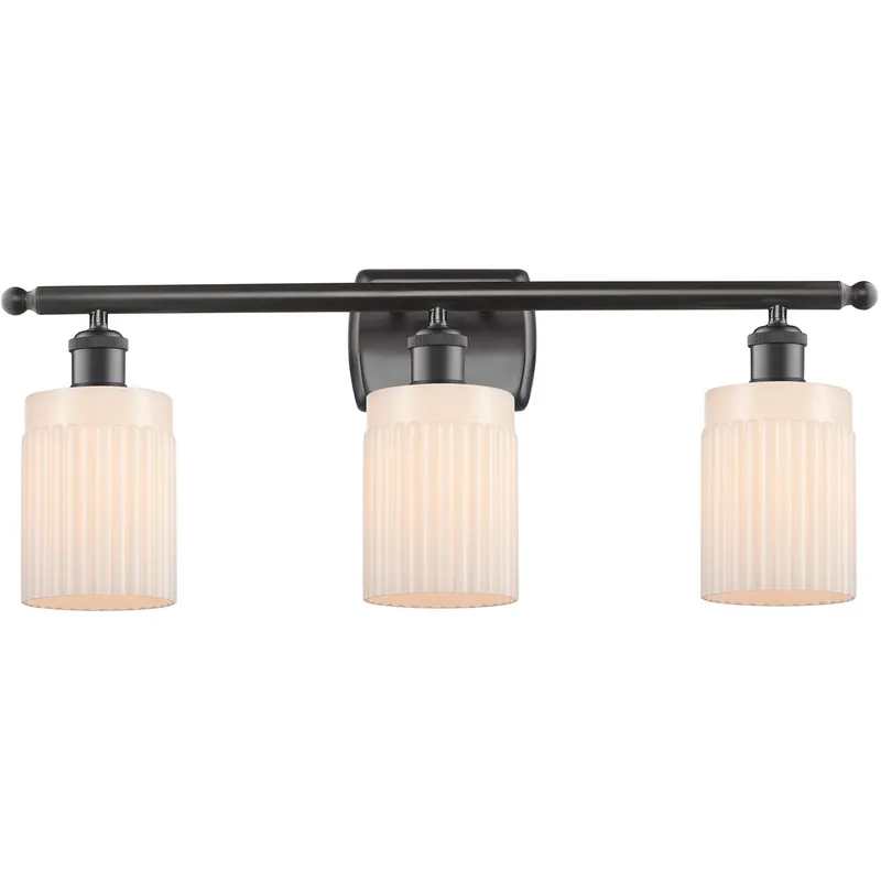 Ballston Hadley 3 Light 26 inch Oil Rubbed Bronze Bath Vanity Light Wall Light in Matte White Glass, Ballston