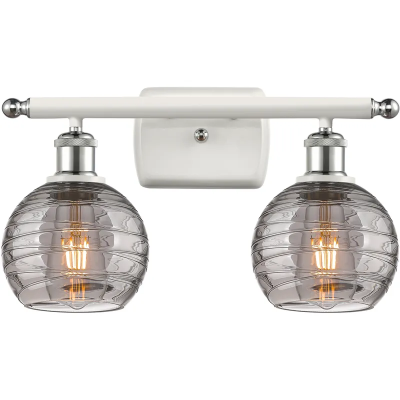 Ballston Athens Deco Swirl 2 Light 15.88 inch White Polished Chrome Bath Vanity Light Wall Light