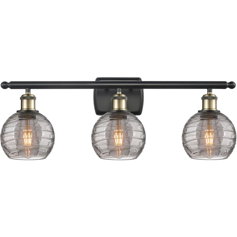 Ballston Athens Deco Swirl 3 Light 25.88 inch Black Antique Brass Bath Vanity Light Wall Light