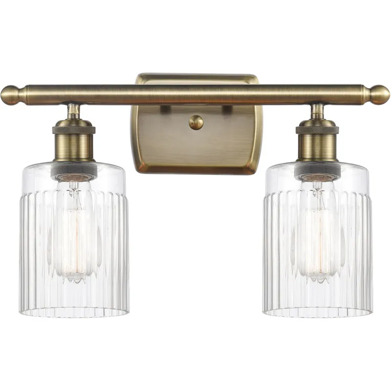 Ballston Hadley LED 16 inch Antique Brass Bath Vanity Light Wall Light in Clear Glass, Ballston