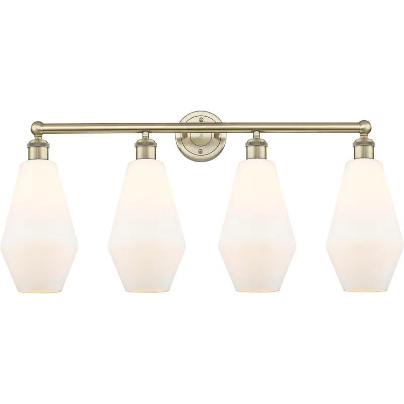 Cindyrella 4 Light 34 inch Antique Brass Bath Vanity Light Wall Light in Cased Matte White