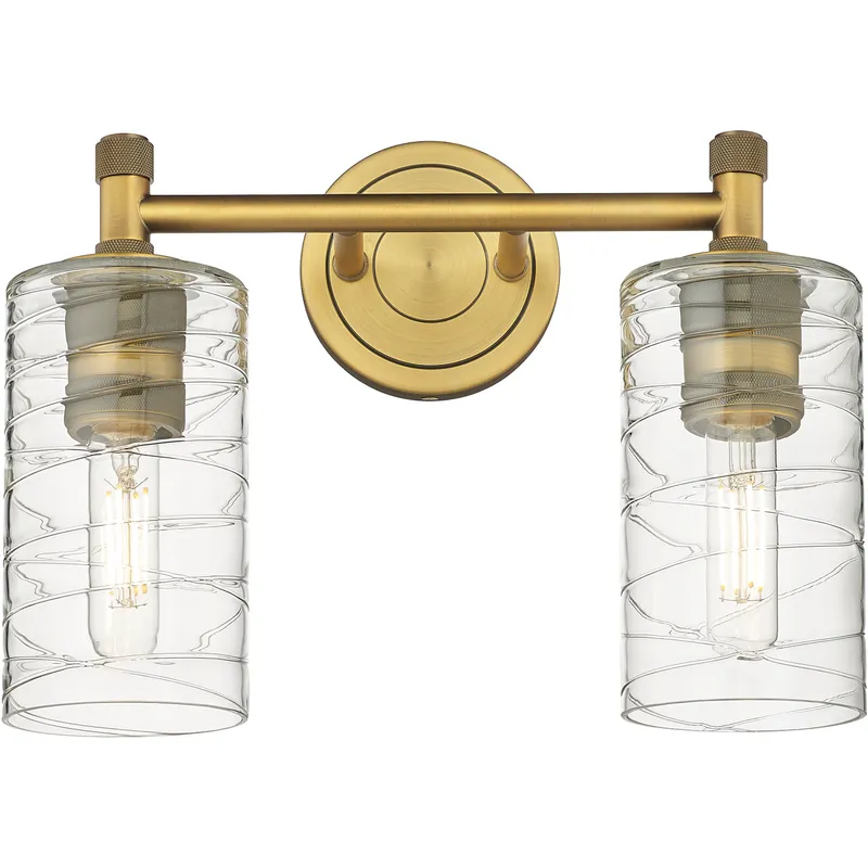 Downtown Urban Crown Point 2 Light 13.88 inch Brushed Brass Bath Vanity Light Wall Light in Deco Swirl