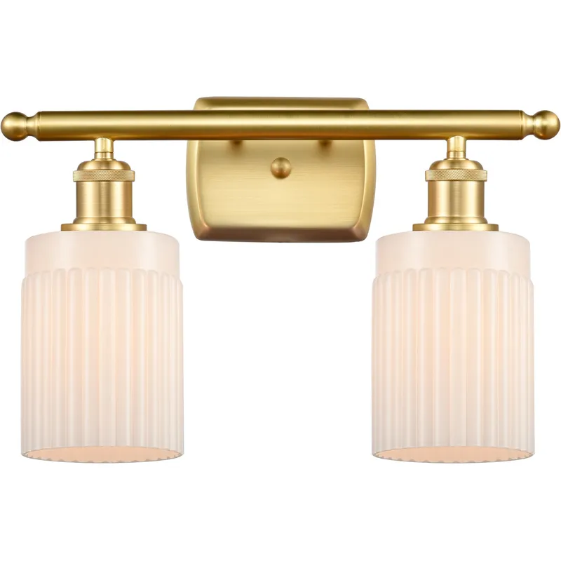 Ballston Hadley LED 16 inch Satin Gold Bath Vanity Light Wall Light in Matte White Glass, Ballston
