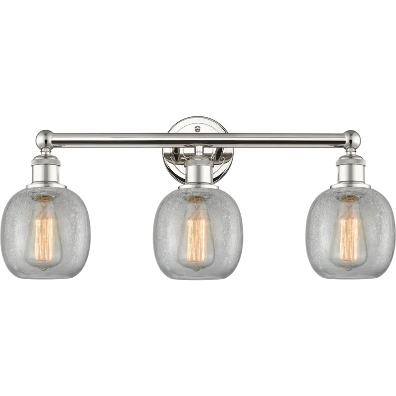 Belfast 3 Light 24 inch Polished Nickel Bath Vanity Light Wall Light in Clear Crackle
