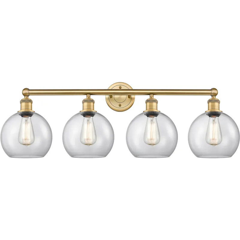 Athens 4 Light 35 inch Brushed Brass Bath Vanity Light Wall Light in Clear