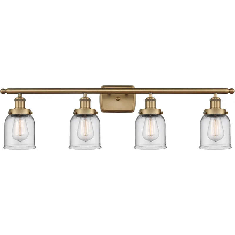 Ballston Small Bell LED 36 inch Brushed Brass Bath Vanity Light Wall Light in Clear Glass
