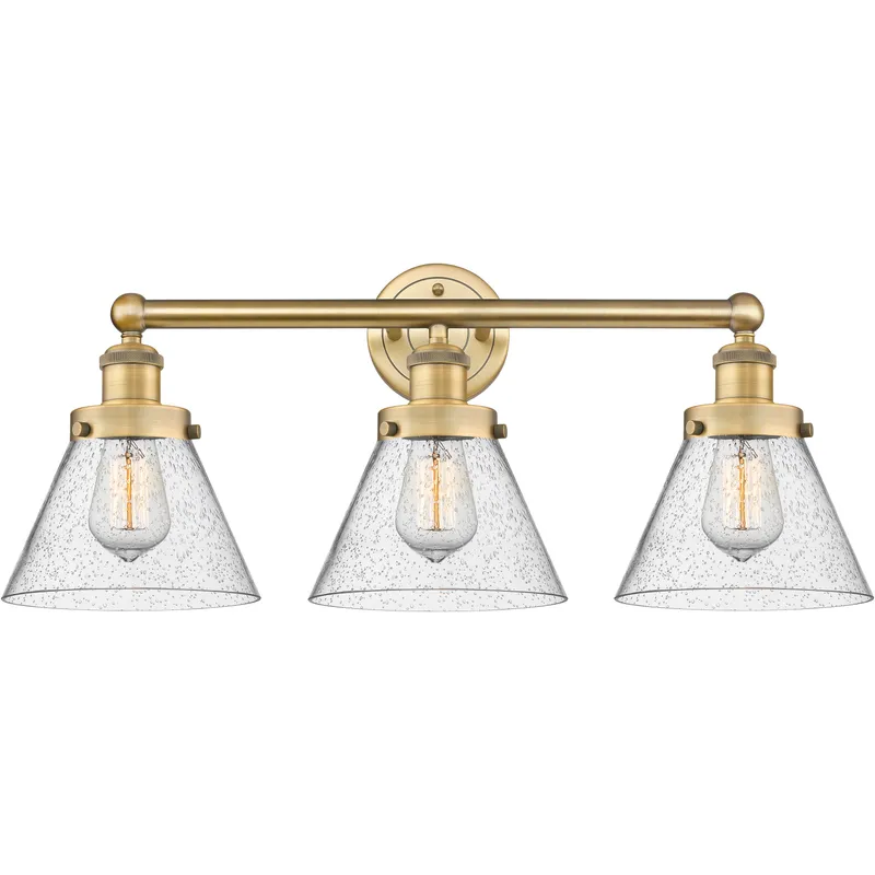 Cone 3 Light 24.5 inch Brushed Brass Bath Vanity Light Wall Light in Seedy