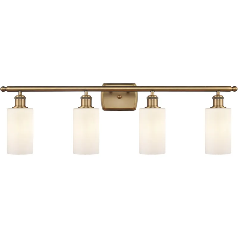 Ballston Clymer LED 36 inch Brushed Brass Bath Vanity Light Wall Light in Matte White Glass, Ballston