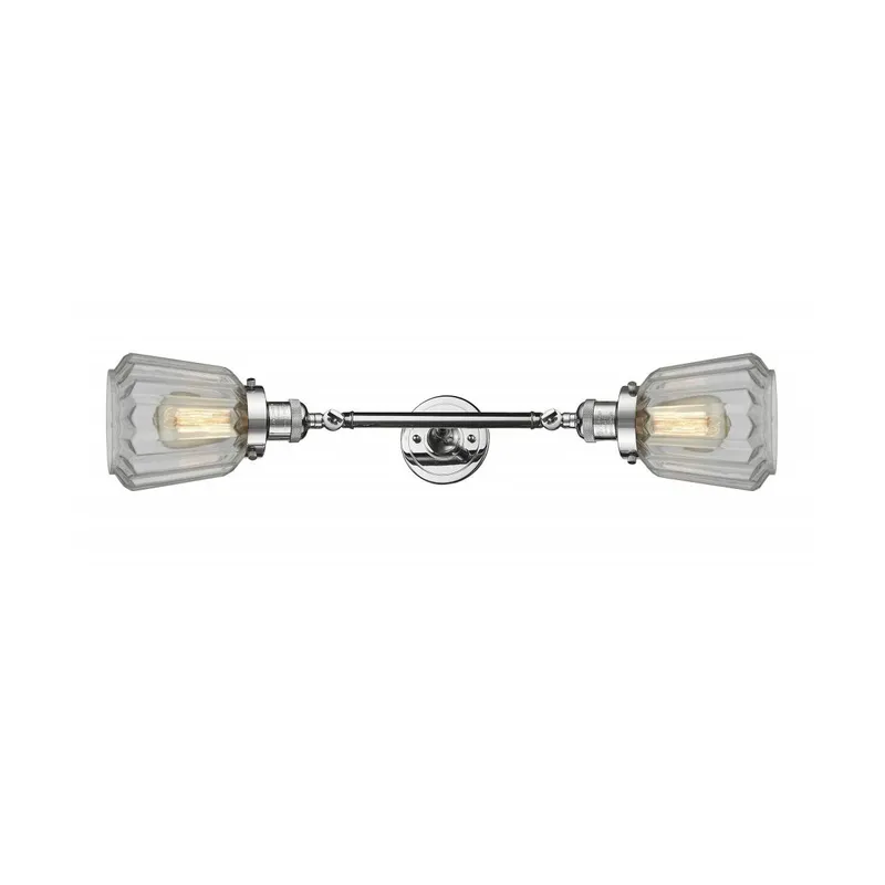 Franklin Restoration Chatham 2 Light 6 inch Polished Chrome Bath Vanity Light Wall Light in Clear Glass, Franklin Restoration