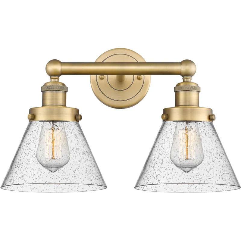Cone 2 Light 15.5 inch Brushed Brass Bath Vanity Light Wall Light in Seedy