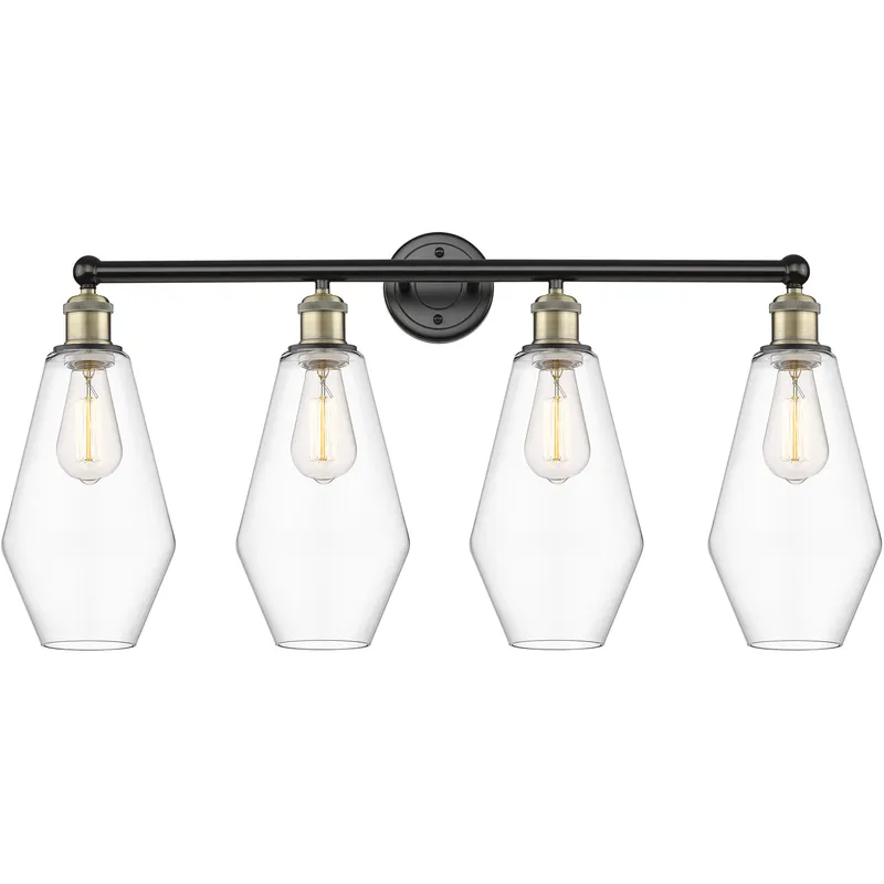 Cindyrella 4 Light 34 inch Black Antique Brass Bath Vanity Light Wall Light in Clear