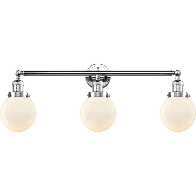Franklin Restoration Beacon LED 30 inch Polished Chrome Bath Vanity Light Wall Light in Matte White Glass, Franklin Restoration