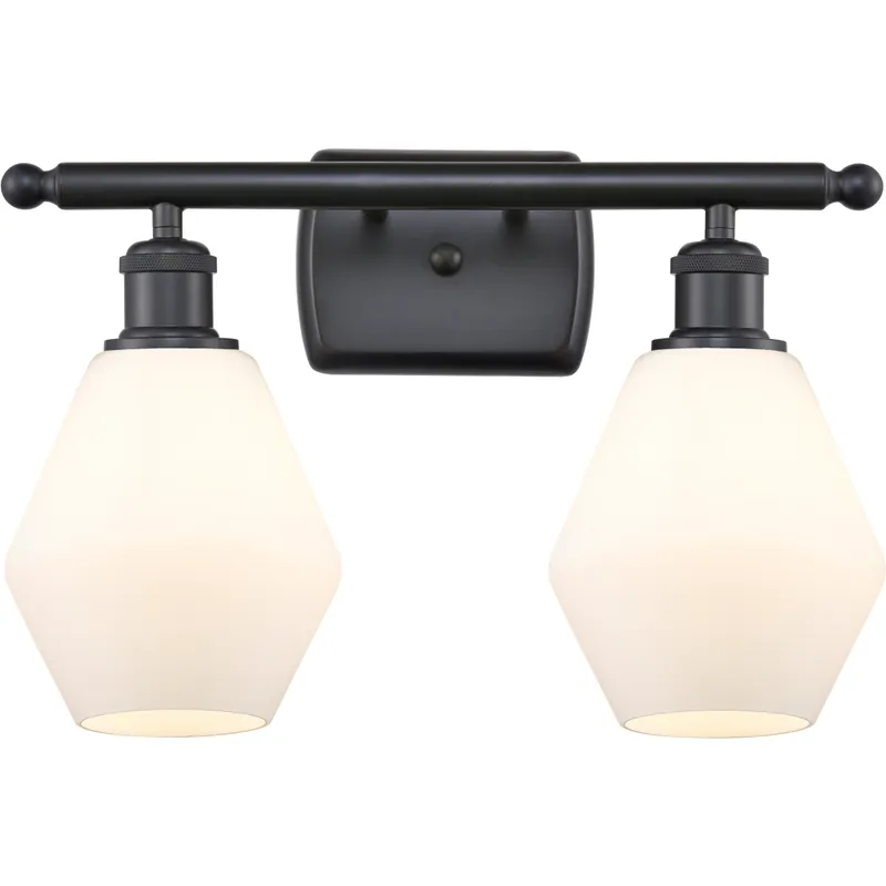 Ballston Cindyrella 2 Light 16 inch Matte Black Bath Vanity Light Wall Light in Incandescent, Matte White Glass
