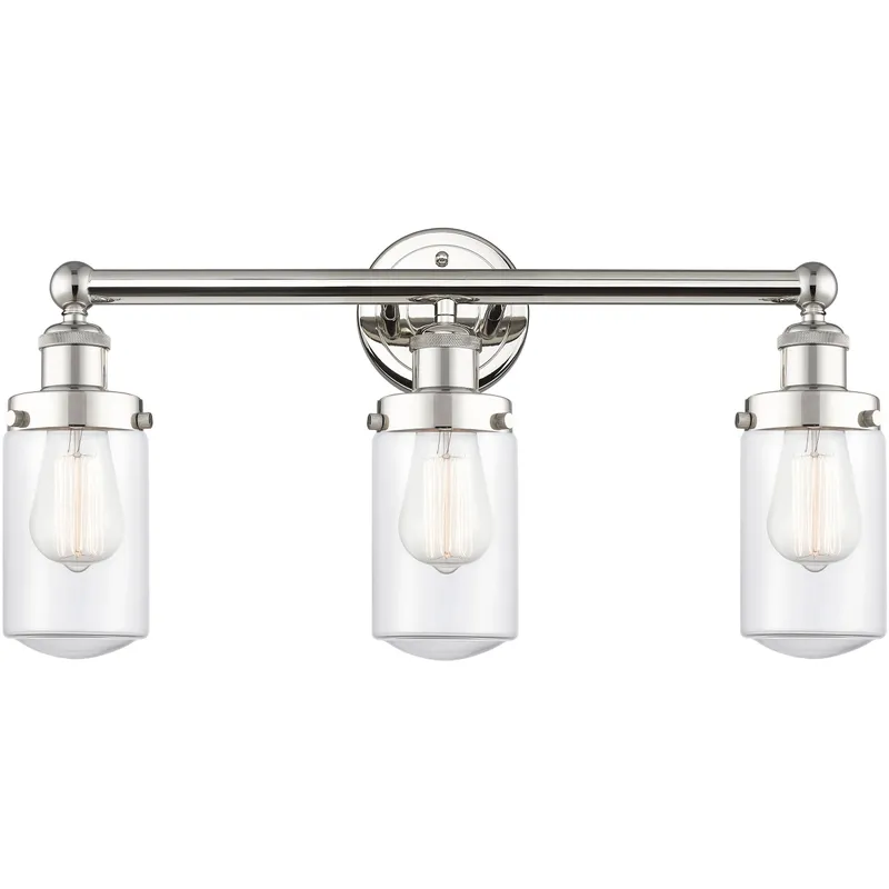 Dover 3 Light 24.5 inch Polished Nickel Bath Vanity Light Wall Light in Clear