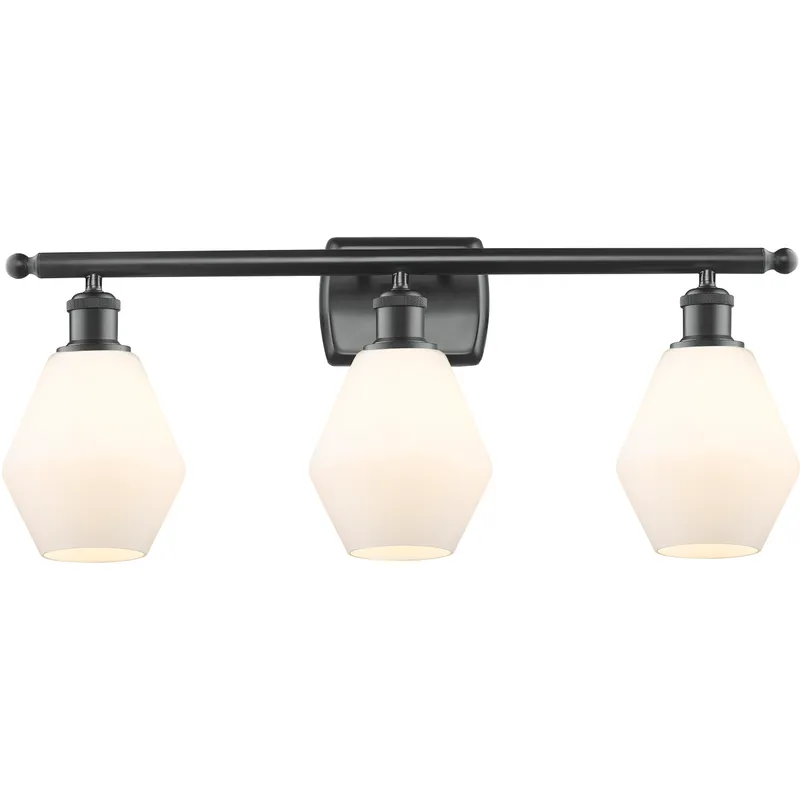 Ballston Cindyrella 3 Light 26 inch Matte Black Bath Vanity Light Wall Light in Incandescent, Matte White Glass