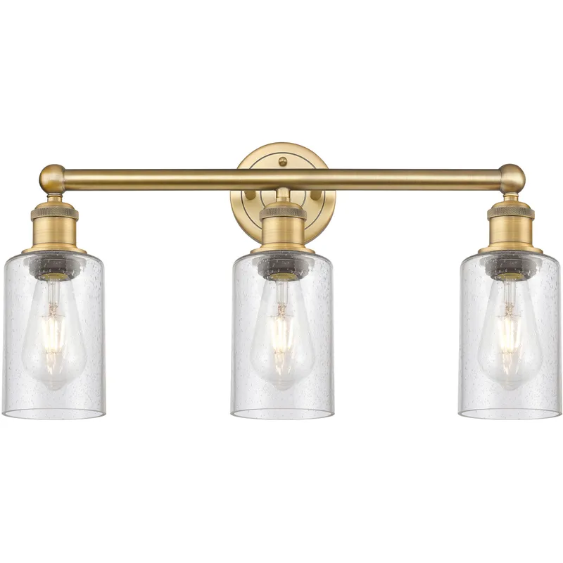 Clymer 3 Light 21.88 inch Brushed Brass Bath Vanity Light Wall Light in Seedy Glass