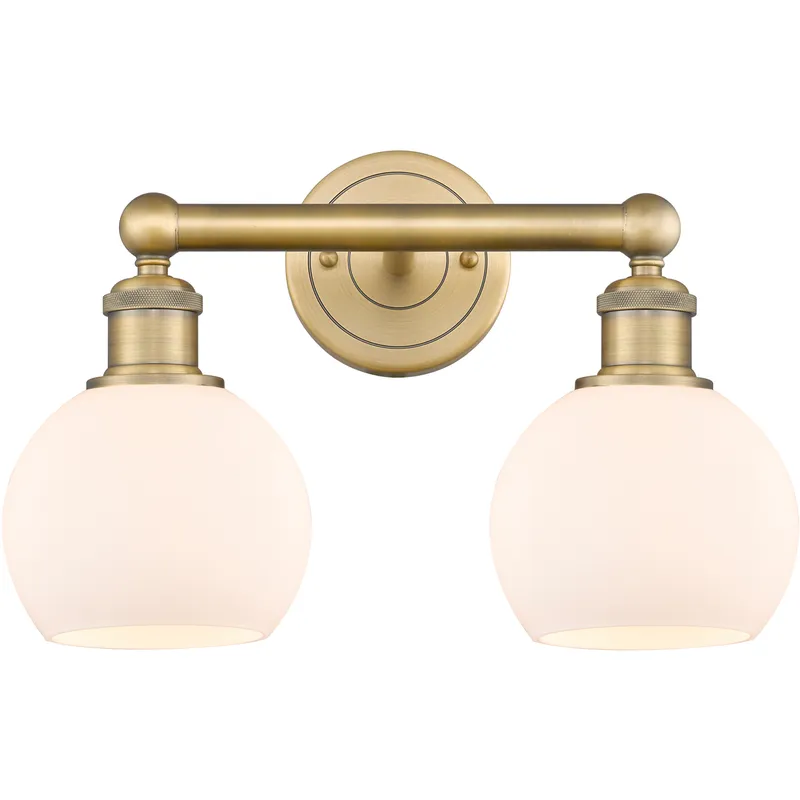 Athens 2 Light 15 inch Brushed Brass Bath Vanity Light Wall Light in Matte White