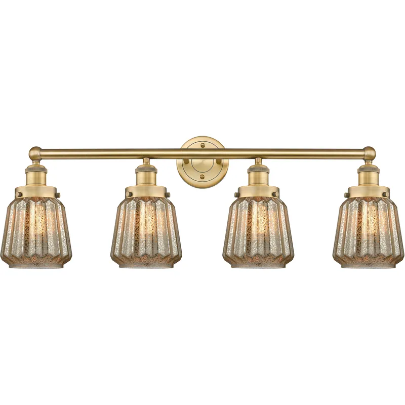 Chatham 4 Light 33.5 inch Brushed Brass Bath Vanity Light Wall Light in Mercury Glass