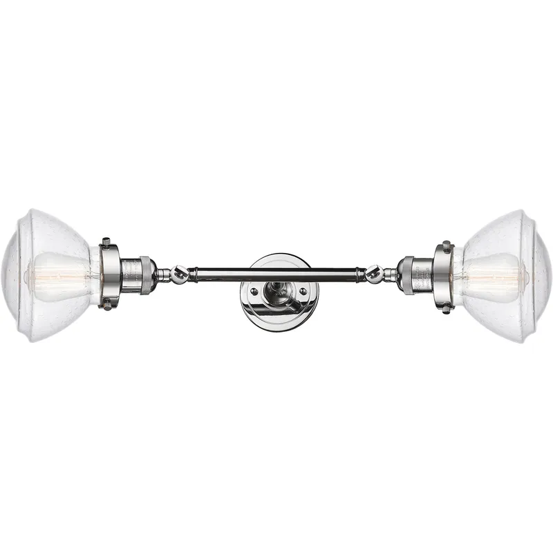 Franklin Restoration Olean 2 Light 7 inch Polished Chrome Bath Vanity Light Wall Light in Seedy Glass, Franklin Restoration