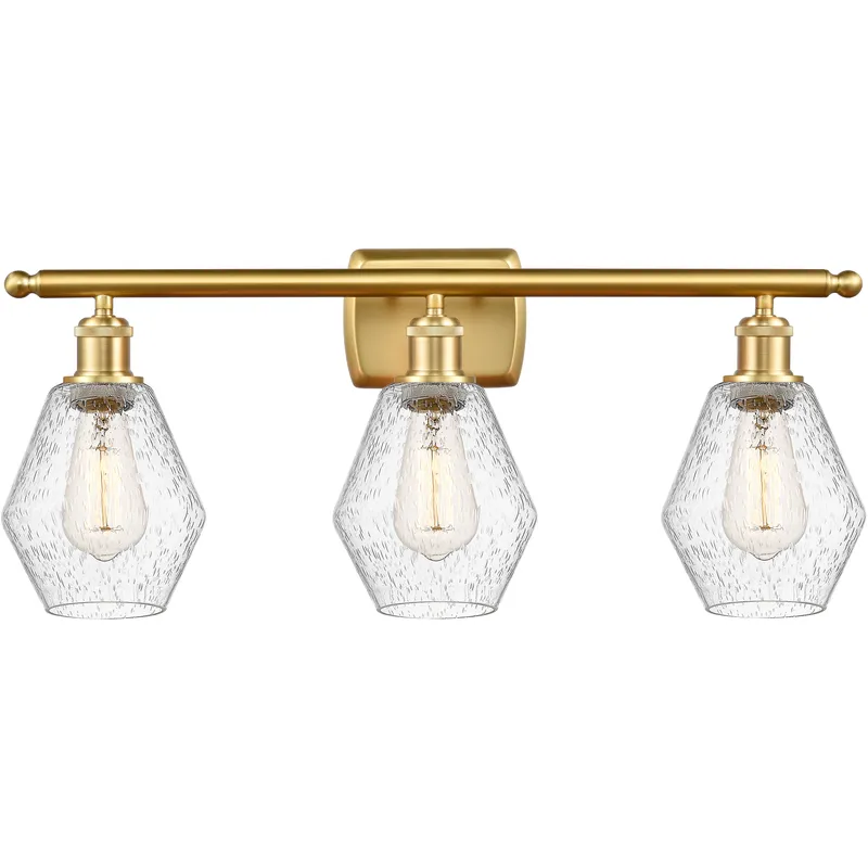 Ballston Cindyrella 3 Light 26 inch Satin Gold Bath Vanity Light Wall Light in Incandescent, Seedy Glass