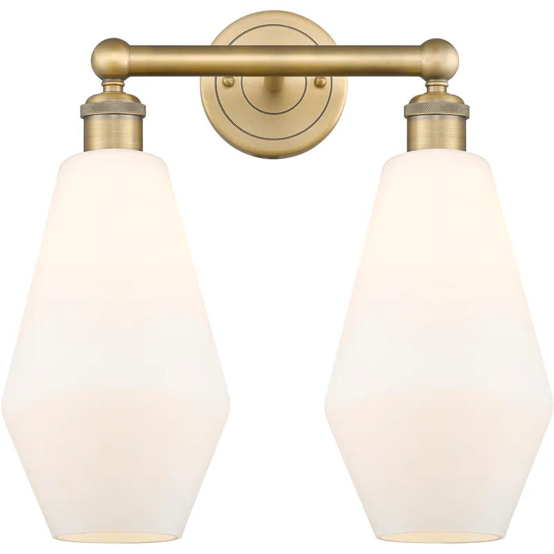 Cindyrella 2 Light 16 inch Brushed Brass Bath Vanity Light Wall Light in Cased Matte White