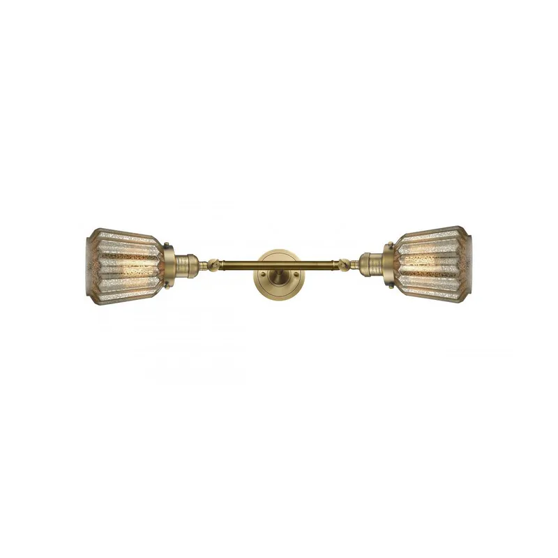 Franklin Restoration Chatham 2 Light 6 inch Brushed Brass Bath Vanity Light Wall Light in Mercury Glass, Franklin Restoration