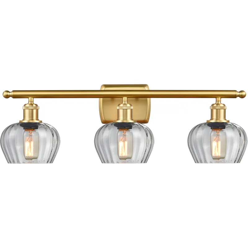Ballston Fenton LED 26 inch Satin Gold Bath Vanity Light Wall Light in Clear Glass, Ballston