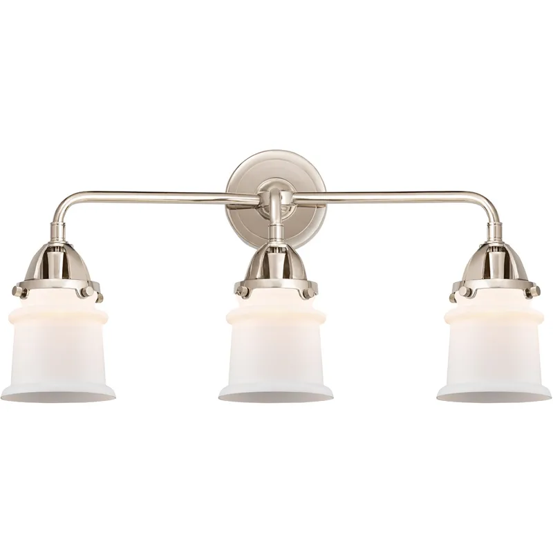 Nouveau 2 Small Canton LED 23.25 inch Polished Nickel Bath Vanity Light Wall Light in Matte White Glass