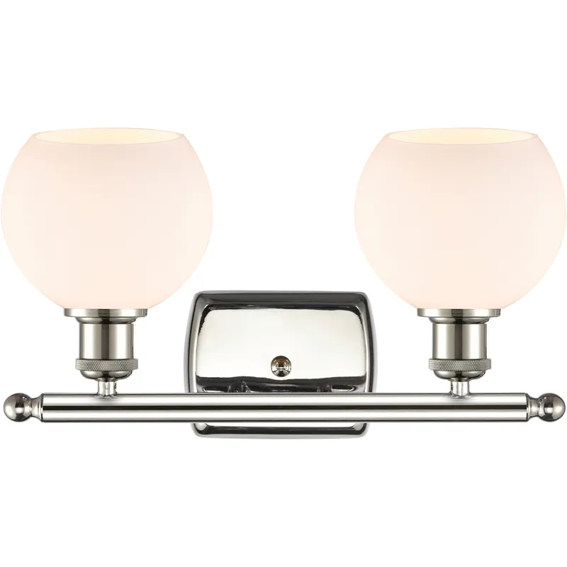 Ballston Athens 2 Light 16 inch Polished Nickel Bath Vanity Light Wall Light in Matte White Glass