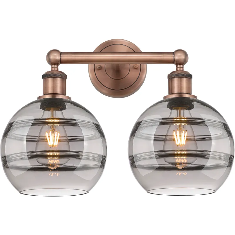 Edison Rochester 2 Light 17 inch Antique Copper Bath Vanity Light Wall Light