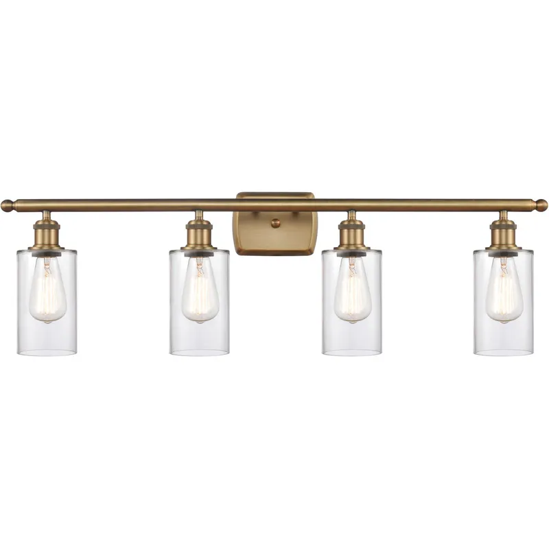 Ballston Clymer LED 36 inch Brushed Brass Bath Vanity Light Wall Light in Clear Glass, Ballston