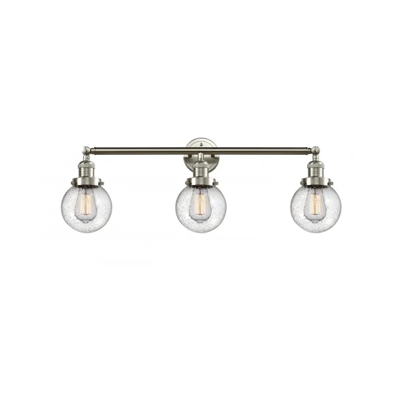 Franklin Restoration Beacon LED 30 inch Brushed Satin Nickel Bath Vanity Light Wall Light in Seedy Glass, Franklin Restoration