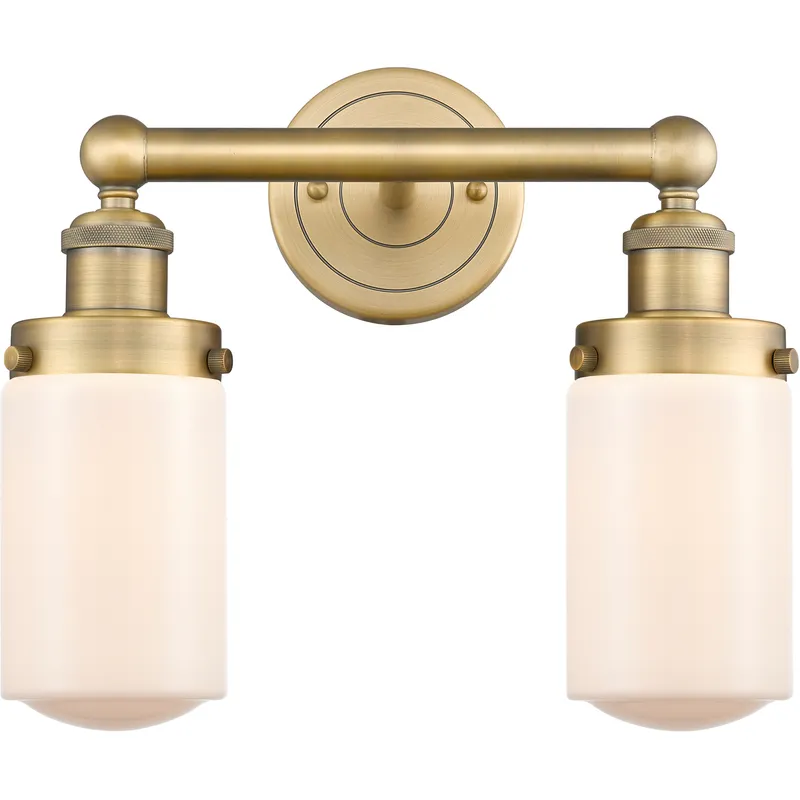 Dover 2 Light 15.5 inch Brushed Brass Bath Vanity Light Wall Light in Matte White