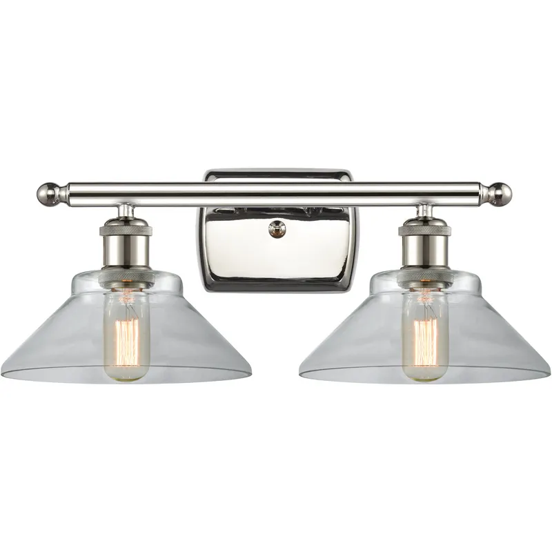 Ballston Orwell 2 Light 18 inch Polished Nickel Bath Vanity Light Wall Light in Clear Glass, Ballston