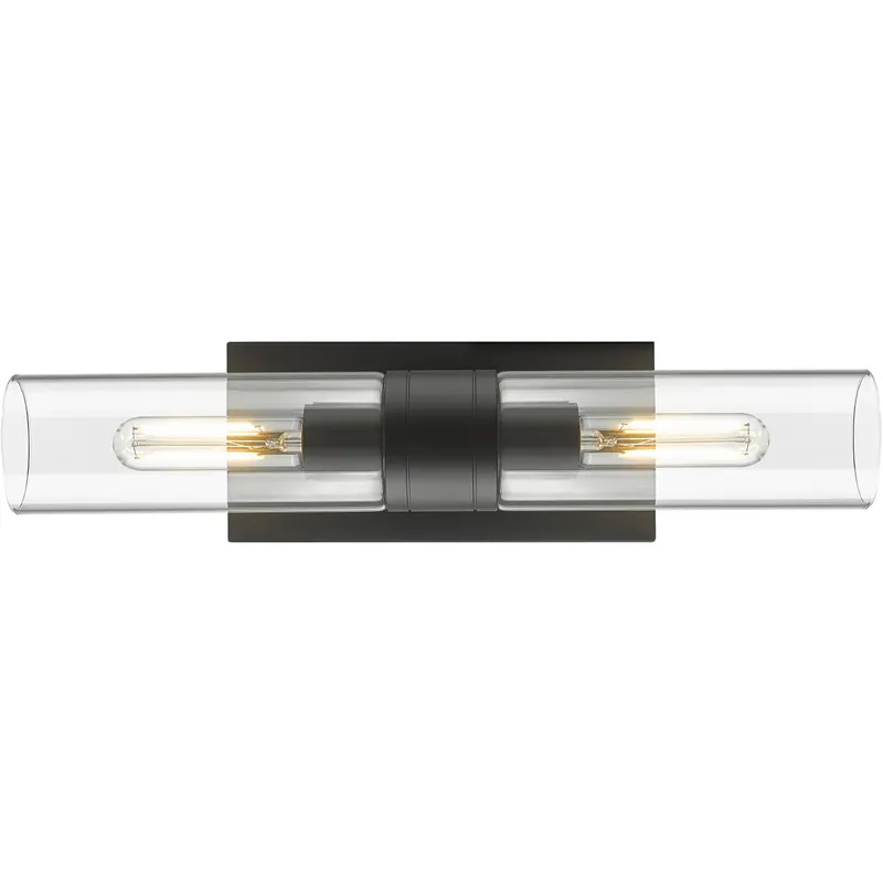 Ballston Urban 2 Light 18 inch Matte Black Bath Vanity Light Wall Light in Clear Glass
