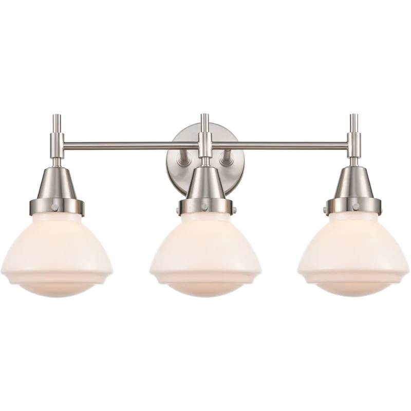 Caden LED 25 inch Satin Nickel Bath Vanity Light Wall Light in Matte White Glass