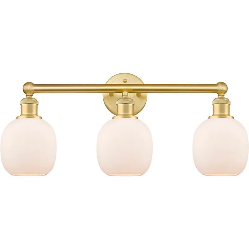 Belfast 3 Light 24 inch Satin Gold Bath Vanity Light Wall Light in Matte White