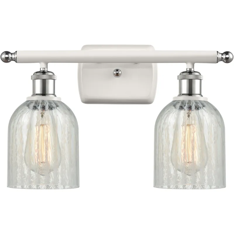 Ballston Caledonia LED 16 inch White and Polished Chrome Bath Vanity Light Wall Light in Mouchette Glass, Ballston