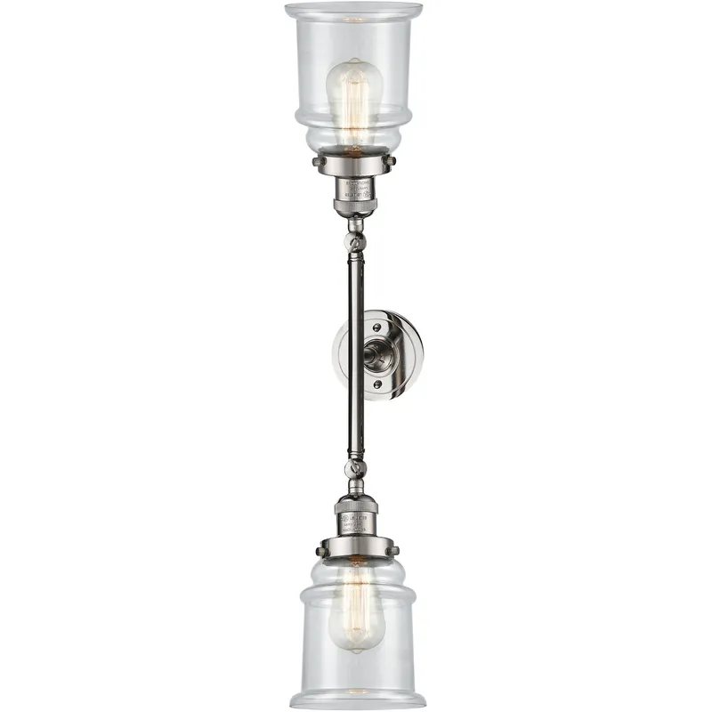 Franklin Restoration Canton 2 Light 17 inch Polished Nickel Bath Vanity Light Wall Light in Clear Glass, Franklin Restoration