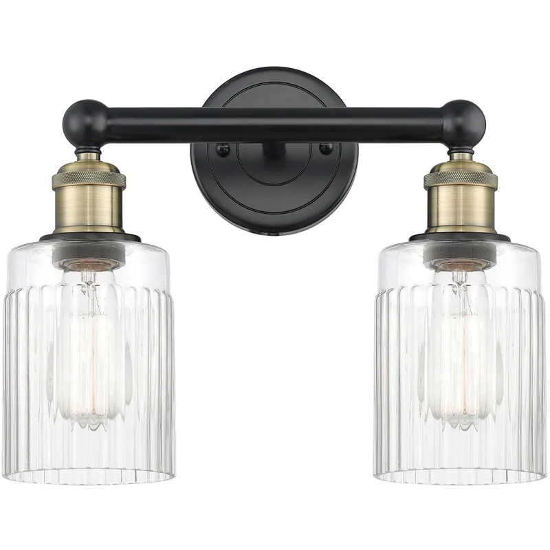 Hadley 2 Light 13.5 inch Black Antique Brass Bath Vanity Light Wall Light in Clear