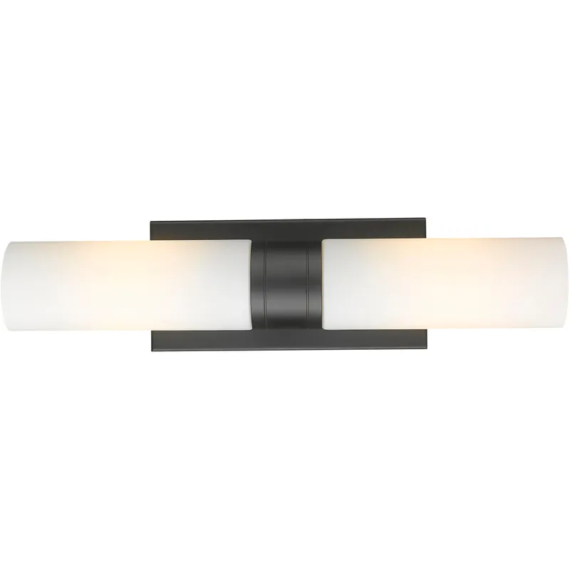 Ballston Urban 2 Light 18 inch Matte Black Bath Vanity Light Wall Light in Matte White Glass