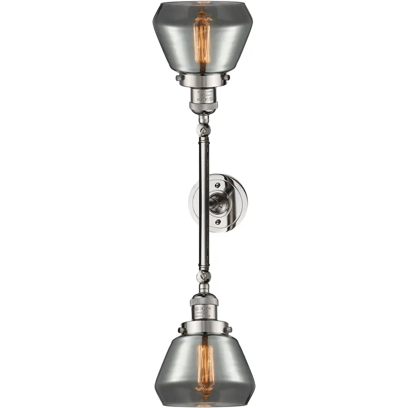 Franklin Restoration Fulton 2 Light 16.5 inch Polished Nickel Bath Vanity Light Wall Light in Light Smoke Glass, Franklin Restoration
